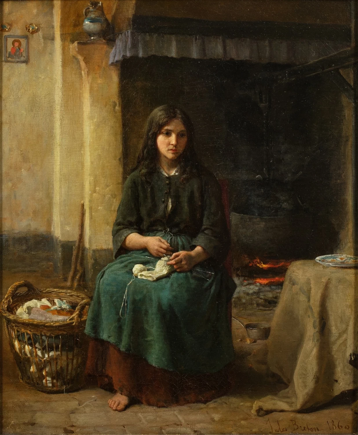 Ragazza vicino al focolare, 1860